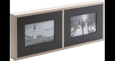 Fotolijst 2 Foto's 10x15cm Hout Natuurzwart 45x4x18cm