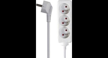 Perel Stekkerdoos, 3 stopcontacten met penaarde (type E), kabel 1.5 m, 3G1.5, gebruik binnenshuis, wit