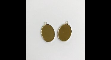 Hanger with 1 eye, Oval, 25 x 18mm Top, Platinum, 2 pcs