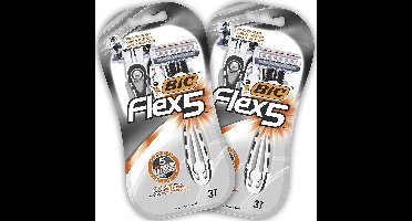 BIC Flex 5 - Wegwerp Scheermesjes - Voor Mannen - 5 Bewegende Scheerbladen - Heren Scheermes met Draaibaar Hoofd - 6 Stuks