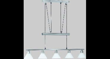 TRIO Stamina Hanglamp - 5xE14 - Opaal glas - Wit - Metaal
