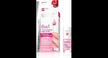 EVELINE EVELINE NAIL THERAPY PROFESSIONAL 6W1 CARE & COLOUR ODŻYWKA DO PAZNOKCI NADAJACA KOLOR SHIMMER PINK 5ML 5 ML