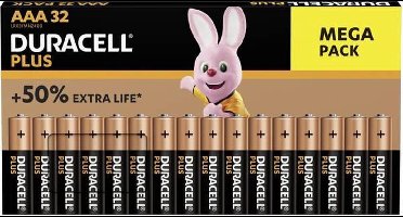 Duracell Plus AAA Alkaline 32 stuks