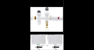 Radiator kraan  Midden Aansluitset Recht Wit M30xM16/2