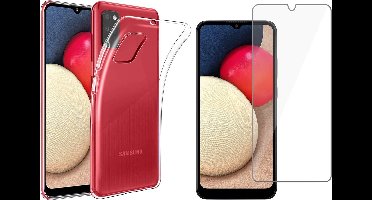 Hoesje geschikt voor Samsung A02s en Screenprotector - Transparant Case Cover Hoes + Screenprotector