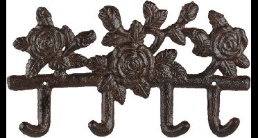 Esschert Design Wandhaak Rozen 4-haaks 27,2 Cm Gietijzer Bruin