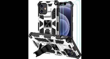 Hoesje Geschikt voor iPhone 12 / 12 Pro – Anti-Scratch Shockproof Zilver - 2 Pack Screenprotector