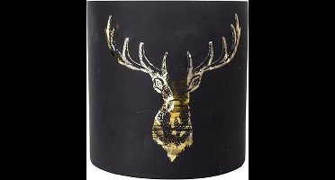 Theelichthouder Deerhead Gold Matt Zwart 20x20xh20cm Rond Glas