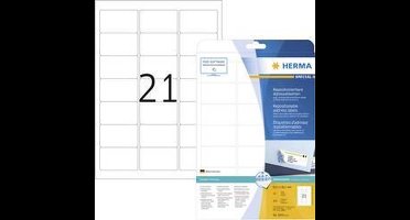 Herma 5074 Adresetiketten 63.5 x 38.1 mm Papier Wit 525 stuk(s) Weer verwijderbaar Inkjet, Laser (zwart/wit), Laser (kl