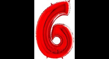 Cijferballon 6 Rood 32 inch, 80cm kindercrea