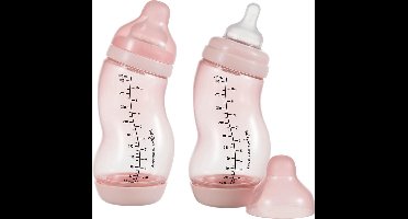 Difrax Anti-Colic S-babyfles Wide - 310 ml - Roze|Blossom - 2 stuks