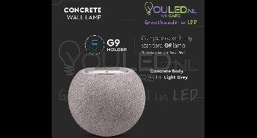 V-TAC VT-891-LG LED-spots - Beton Wandlamp - G9 - IP20 - Lichtgrijs - Modelnr: - VT-891-LG