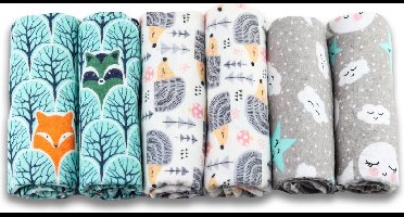 Flanellen Luiers - 80 x 80cm - 6 Pack - Flanellen doeken van flanel katoen - Mint - Fensilo