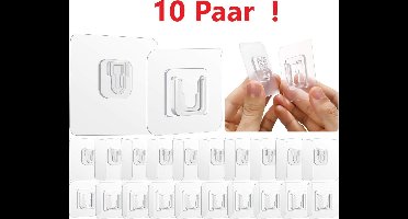 Zelfklevende haken 10 Paar / extra stevig dubbelzijdig tape / muur hanger / ophanghaakjes / wand haken / dubbelzijdig schilderij haakjes / fotolijst haakjes / waterproof / zonder gaten ophangen