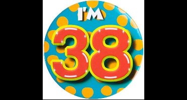 Paper Dreams Button I'm 38 Staal 5,5 Cm Geel/blauw/rood/groen