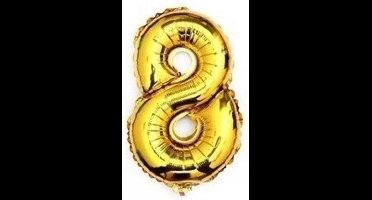 Cijferballon 8 goud 16inch, 40cm kindercrea