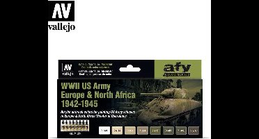 Vallejo Hobbyverf Acrylverf - 71625 WWII US Army Europe - North Africa 1942-1945 - Acryl Set Verf set - 8x 17 ml