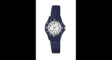 Q&Q VS66J003Y - Horloge - Sport - Analoog - Dames - Vrouwen - Kinderen - Unisex - Plastic band - Rond - Cijfers - Kunststof - Donkerblauw - Wit - 10 ATM