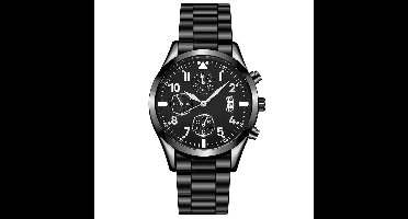 Quartz Heren Horloge Zwart/Zwart • Luxe • Goud • Zwart • Blauw • Heren • Horloge • Quartz • Zakelijk • Stijlvol