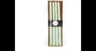 Housevitamin Swirl kaarsen Mintgroen 30 cm set van 4 - Twisted Candle – Twirl Candle - Gedraaide Kaarsen