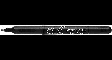 Pica Permanent Pen 0,7mm Rond - Zwart - 10 stuks