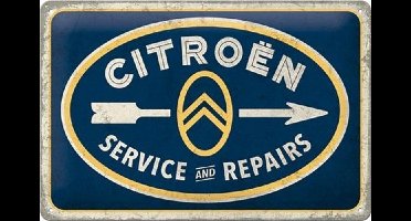 Citroën - Service & Repairs. Metalen wandbord in reliëf 20 x 30 cm.
