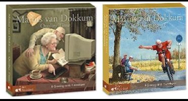 Marius van Dokkum. Set van 2 kaartenmapjes met dubbele wenskaarten Still going strong - Quality time ( totaal 16 kaarten)
