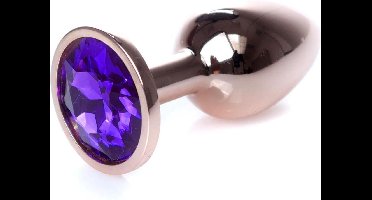 Power Escorts - Unieke Rose Goud kleuringe Plug - Anaal Plug - Buttplug Purple stone - Anal Plug met paarse steen - ideale formaat - 7 CM en lekkere Dia 2,7 cm - met makkelijke bewaar zak