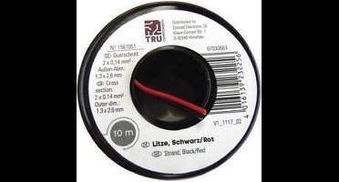 TRU COMPONENTS 1567051 Draad 2 x 0.14 mm² Zwart, Rood 10 m