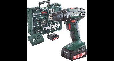 Metabo BS 14.4 Set 14.4V Li-Ion accu boor-/schroefmachine set (2x 2.0Ah accu) in koffer incl. 73 delige accessoire set