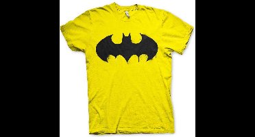 DC Comics Batman Heren Tshirt -S- Inked Logo Geel