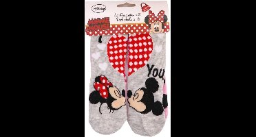 Minnie Mouse - Sokken - Roze/Grijs - Duopack - maat 23-26