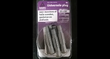 Deltafix universeelplug met kraag grijs 10 x 60 mm 6 st.