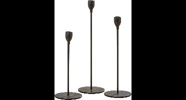 Boltze - Kandelaar - Set van 3 - 23,28 en 33cm - Metaal - Ø 10 cm - Zwart