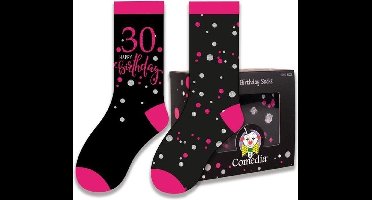 Witbaard Cadeausokken 30 Jaar Polykatoen Zwart/roze 2-delig