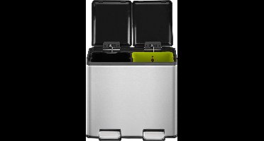 EKO - Essential splitted Recycler pedaalemmer 10+10 liter - Stainless steel - mat RVS - Prullenbak