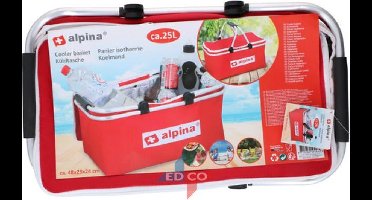 Alpina koeltas 25l - opvouwbaar - lichtgewicht - 48x28x24 cm - kunststof/textiel - rood