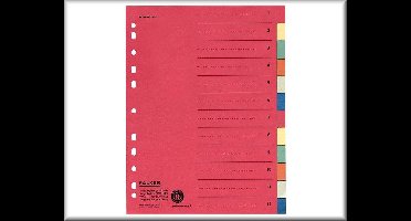 Falken Tabbladen, A4, kleur begin rood extra breed, karton, organisatieprint van nr 1 t/m 12