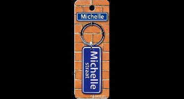 Paper Dreams Sleutelhanger Straatnaam Michelle 9 Cm Staal Blauw