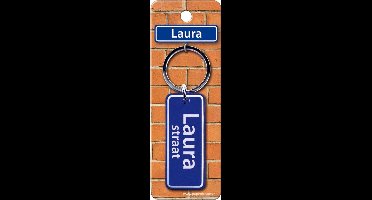 Paper Dreams Sleutelhanger Straatnaam Laura 9 Cm Staal Blauw