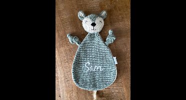Jollein Speendoek | Knuffeldoekje Deer Ash green  [ gepersonaliseerd met naam ]   | Kraamcadeau |Cadeau |Newborn