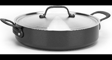 GreenPan Craft Aluminium Hapjespan met deksel Ø30cm – 4.9L - PFAS-vrij – Zwart – Inductie- en Vaatwassergeschikt – Ovenbestendig tot 220° - Gehard Aluminium – RVS Handgrepen – Groter bakoppervlak