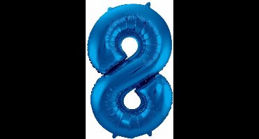 Cijferballon 8 Blauw 32inch, 80cm kindercrea