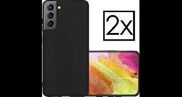 Hoesje - 2 Stuks - Geschikt voor Samsung Galaxy S21 FE - Sterk & Shockproof - Case Siliconen - Back Cover - Telefoon Hoes - Zwart