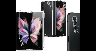 Screenprotector geschikt voor Samsung Galaxy Z Fold 3 - PET Folie Screen Protector - Camera Lens Gehard Glas Beschermglas Tempered Glass