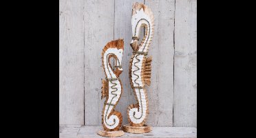 Houten zeepaard - set - 2delig - Hoogte80/60 cm - Hout - Indonesië
