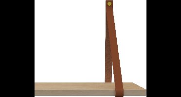 Handles and more Leren plankdragers - met sierschroeven - 100% leer – Cognac – set van 2 leren plank banden