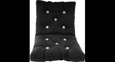 ARC Marine zwart dubbel Zitkussen met bruine Knopen 75 x 42 cm