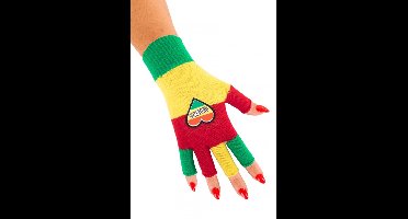 Vingerloze handschoenen rood/geel/groen hartje