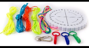 Vakantieset glanzend satijnkoord knopen neon koord kumihimo knutselpakket sleutelhanger keycord kinderfeest knutselfeest creatief in auto of vliegtuig vakantie idee onderweg